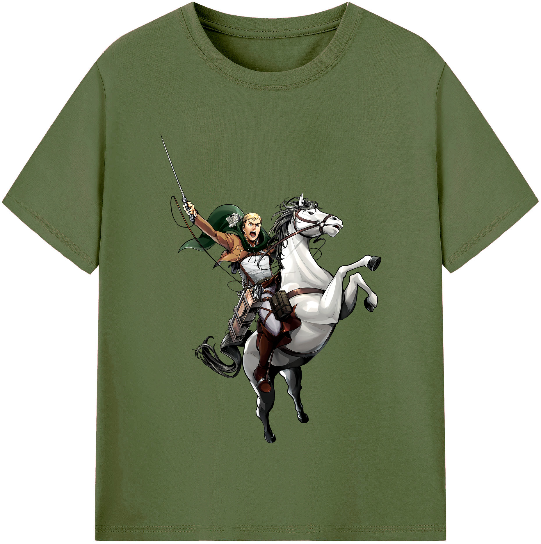 （画像用） 進撃の巨人 エルヴィン・スミス Attack on Titan Erwin Smith 綿100％半袖Tシャツ（フロントプリント）